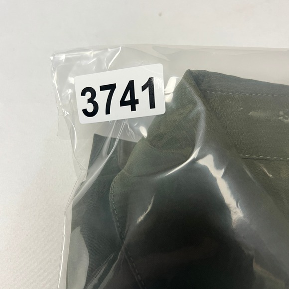 NWT Hers & Mine Olive Green Satin Button-Down Shirt Long Sleeve Oversized L - Picture 11 of 12